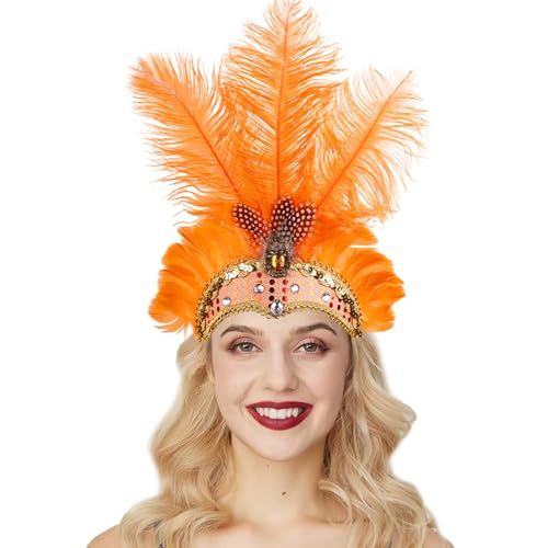 XVHOAB 1pc Showgirl Kopfbedeckung für Frauen Mädchen Showgirl Carnival Feathers Kopfstück für Hawaii Kostümparty XVHOAB 1pc Showgirl Kopfbedeckung für Frauen Mädchen Showgirl Carnival Feathers Kopfstück für Hawaii Kostümparty von XVHOAB