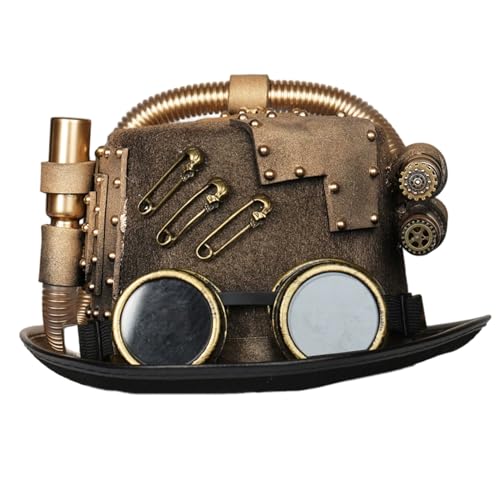 XVHOAB 1pc Steampunk Top Hut Frauen Gothic Steam Pipe Top Hut mit Goggle Halloween Kostümhüte. von XVHOAB