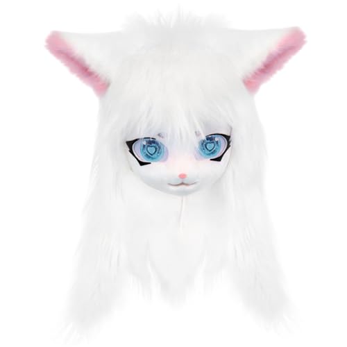 XVHOAB 1pc pelziger Kopf, süßer Plüschfell -Kopf mit großen Augen, Ohren und langem Haar, pelziges Kostüm für Halloween -Maskerade -Cosplay, weiß. XVHOAB 1pc pelziger Kopf, süßer Plüschfell -Kopf mit großen Augen, Ohren und langem Haar, pelziges Kostüm für Halloween -Maskerade -Cosplay, weiß. von XVHOAB