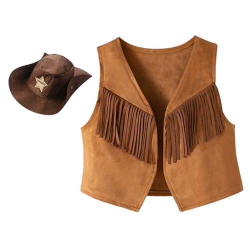 XVHOAB 2pcs/Set Cowboy Kostüm Kids Classic Kleinkind Cowboy -Outfit gehören Tasseled Vest & Foldable Hut für Halloween Cosplay, 160, 160 XVHOAB 2pcs/Set Cowboy Kostüm Kids Classic Kleinkind Cowboy -Outfit gehören Tasseled Vest & Foldable Hut für Halloween Cosplay, 160, 160 von XVHOAB