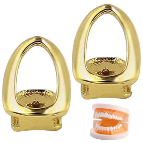 XVHOAB 2pcs goldene Zahnkappe Kupfer helle Farbe Luxuriöser Zahnschmuck verbessern Lächeln Grill für Partys Tänze Kostüm fröhliche Anlässe. XVHOAB 2pcs goldene Zahnkappe Kupfer helle Farbe Luxuriöser Zahnschmuck verbessern Lächeln Grill für Partys Tänze Kostüm fröhliche Anlässe. von XVHOAB