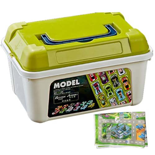 XVHOAB 30pcs Rückenwagen, Metal Pull-Back Cars Bulk Set mit Kartenpark- und Lagerschaufel, Verschiedene robuste Spielzeugmassen für Kleinkinder Jungen Mädchen im Alter von 3 bis 8 Jahren von XVHOAB
