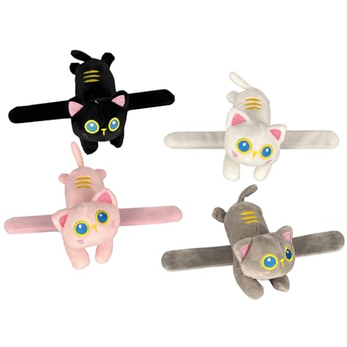 XVHOAB 4pcs Animal Slap Armbänder 9.1 niedliche Katze Plüsch -Slap -Armbänder gefüllt tragbare leichte Tierspielzeug für Kindergeburtstagsparty Gefälligkeiten. von XVHOAB