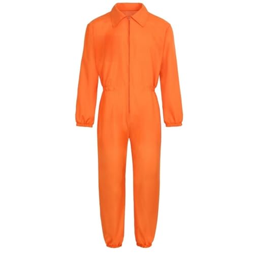 XVHOAB Gefangenen Kostüm Männer, Reißverschluss Orangen -Overallfrauen, Kurzarm -Overalls, mechanischer Overall für Halloween -Party -Cosplay, XL. von XVHOAB