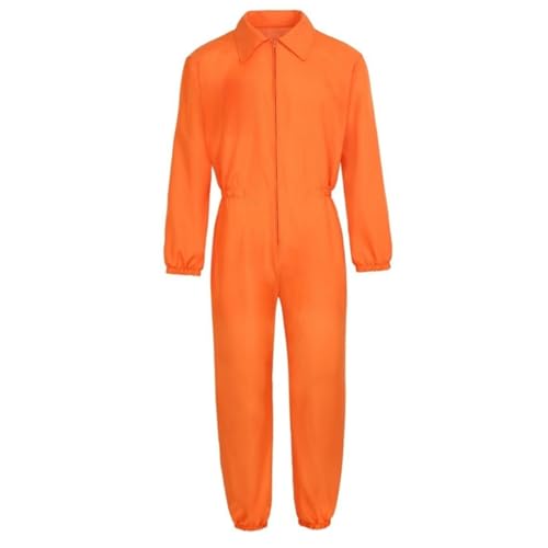 XVHOAB Gefangenen Kostümmänner, Reißverschluss Orangen -Overallfrauen, Kurzarm -Overalls, mechanischer Overall für Halloween -Party -Cosplay, M. von XVHOAB