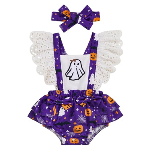 XVHOAB Halloween-Baby-Outfit, weiches Baumwollbaby-Mädchen Halloween-Outfit, niedliche ärmellose einteilige Overall für Heimparty, lila. XVHOAB Halloween-Baby-Outfit, weiches Baumwollbaby-Mädchen Halloween-Outfit, niedliche ärmellose einteilige Overall für Heimparty, lila. von XVHOAB