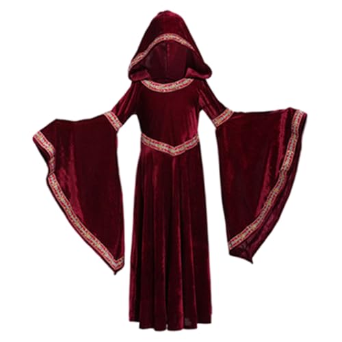 XVHOAB Halloween Kostüm Frauen, mittelalterliche Frauen Red Riding Hood Cape Retro Court Vampire Hexenkostüm für Halloween Party S. von XVHOAB