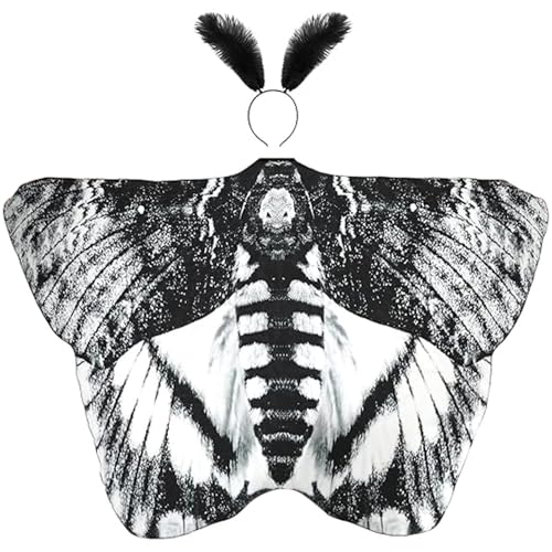 XVHOAB Motten Kostüm lebensee Mottenflügel mit Federn Stirnband Schmetterling Cape Halloween Kostüme für Frauen Männer XVHOAB Motten Kostüm lebensee Mottenflügel mit Federn Stirnband Schmetterling Cape Halloween Kostüme für Frauen Männer von XVHOAB