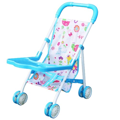XVHOAB Puppenwagen für 3+ Kinder Faltbare simulierte Spielzeugfahrzeugwagen große Kapazität Baby Kinderwagen Spielzeug mit Easy-Grip-Grip-Puppen-Pupping-Blau von XVHOAB