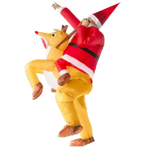 XVHOAB Santa Kostüm aufblasbare Weihnachtsmann -Elch -Weihnachtskostüm für Erwachsene lustige Weihnachtsdekoration für Männer über 4, 9 Fuß Höhe geeignet von XVHOAB