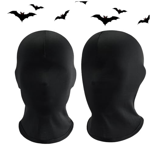 XVHOAB Schwarze volle Gesichtsmaske 2pcs Ice Seide atmungsaktive Sonnenschutz Unisex Vollkopfmaske kostenlose Größe Schnell trocknen elastischer Halloween für Cosplay -Party -Kostümkopf von XVHOAB