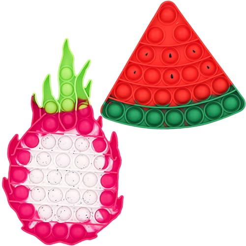 Fidget Toys Fidget Poppers Push Bubble Sensory Toy Silikon Popping Spielzeug Anti-Angst Stress Relief Weihnachten Geburtstag Geschenk für Kinder (Drachenfrucht Wassermelone) von XWFEU