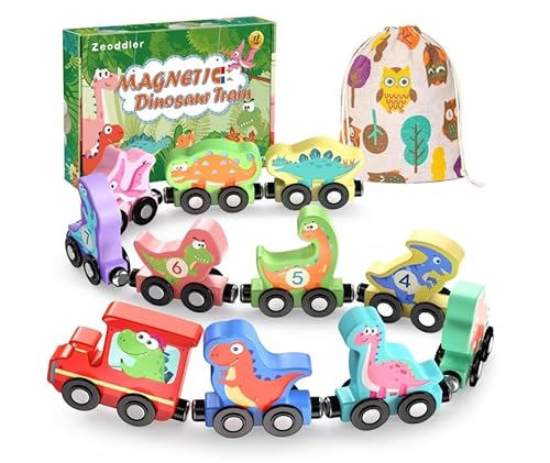 Holzeisenbahn-Set (11 Stück Dinosaurier) von XWGKLN