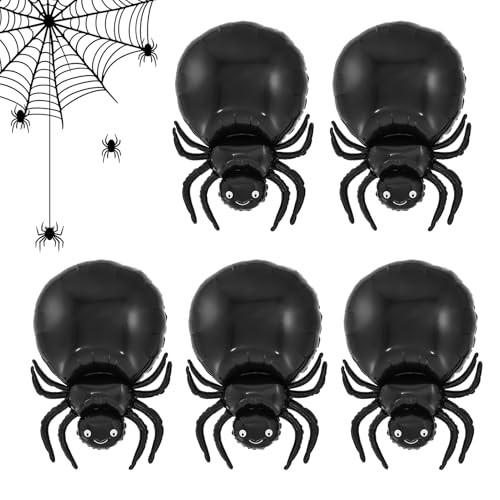 Riesige schwarze Spinnenballons, Halloween-Dekorationen, 5 Stück Folienballons, Halloween-Dekorationen für den Innen- und Außenbereich, Party-Dekorationen, Spinnen-Themenparty, Geburtstag Riesige schwarze Spinnenballons, Halloween-Dekorationen, 5 Stück Folienballons, Halloween-Dekorationen für den Innen- und Außenbereich, Party-Dekorationen, Spinnen-Themenparty, Geburtstag von XXHUO
