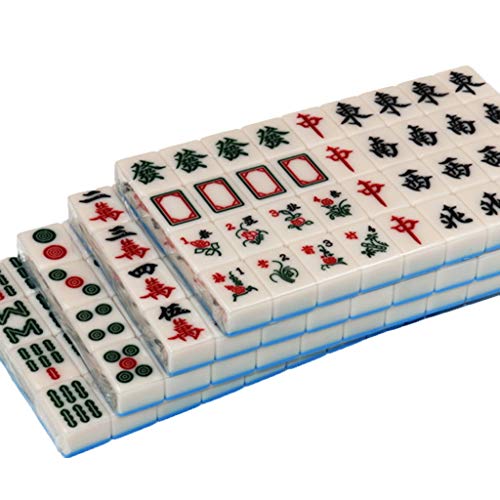 XXZY Chinesische Mahjong Fliesen Set 144 Fliesen leicht zu lesen tragbare Mahjong Spielset Geschenk Geburtstag zufällige Chips Stil mit Aufbewahrungsetui (Farbe: blau, Größe: 40 #) von XXZY