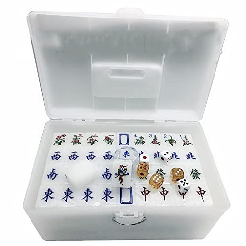 XXZY Chinesischer Mahjong Mahjong 144 nummerierte große Talg weiße Acrylfliesen Mah-Jong Tisch-Brettspiel tragbar mit Aluminium-Aufbewahrungsbox (Farbe: Kunststoffbox, Größe: 38#) von XXZY