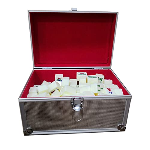 XXZY Chinesisches Mahjong-Spielset, tragbarer Acryl-Mahjong mit 3 Würfeln und einer Windanzeige, 146 Fliesen-Würfel für chinesischen Stil (Farbe: Kunststoffbox, Größe: 39#) von XXZY