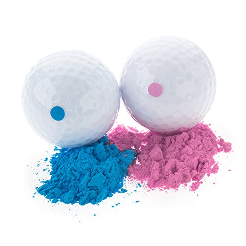 XY Gender Reveal Baby-Geschlecht Explodieren Golfbälle - Pink und Blau-Set für Jungen oder Mädchen Geschlecht Decken Party (1 rosa Ball und 1 Blue Ball) von XY Gender Reveal