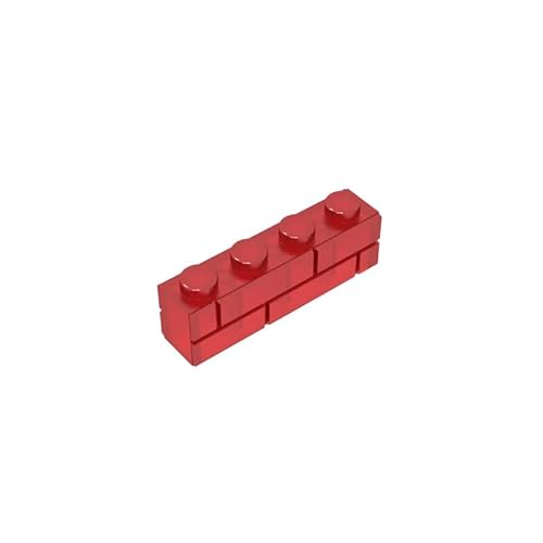 15533 Basic Bricks Brick Special 1x4 mit Mauerziegelprofil, 50 Stück, GDS-632, kompatibel mit Lego Bausteinen, Farbe:Transparentes Rot 41 von XYEIUGO
