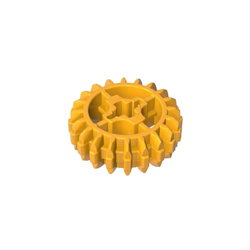 18575 Gear Technic Gear 20 Zähne Doppelschräge mit Achsloch, Typ 1 [+ Öffnung], 10TE, GDS-1103, kompatibel mit Lego Bausteinen, Farbe:Dunkelgelb 191 von XYEIUGO