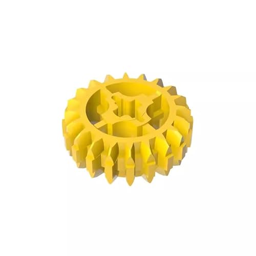 18575 Gear Technic Gear 20 Zähne Doppelschräge mit Achsloch, Typ 1 [+ Öffnung], 10TE, GDS-1103, kompatibel mit Lego Bausteinen, Farbe:Gelb 24 von XYEIUGO