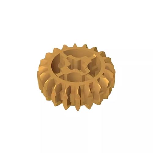 18575 Gear Technic Gear 20 Zähne Doppelschräge mit Achsloch, Typ 1 [+ Öffnung], 10TE, GDS-1103, kompatibel mit Lego Bausteinen, Farbe:Goldgelb 297 von XYEIUGO