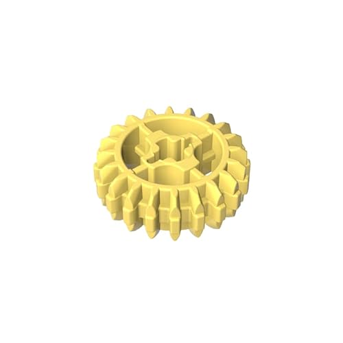 18575 Gear Technic Gear 20 Zähne Doppelschräge mit Achsloch, Typ 1 [+ Öffnung], 10TE, GDS-1103, kompatibel mit Lego Bausteinen, Farbe:Leuchtendes Hellgelb 226 von XYEIUGO