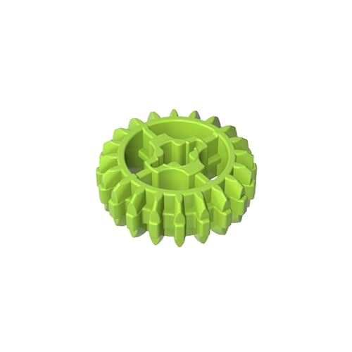 18575 Gear Technic Gear 20 Zähne Doppelschräge mit Achsloch, Typ 1 [+ Öffnung], 10TE, GDS-1103, kompatibel mit Lego Bausteinen, Farbe:Limette 119 von XYEIUGO