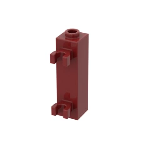 60583 Scharnier Brick Brick Special 1x1x3 mit 2 Clips vertikal [Hohlbolzen, offene O-Clips] 10 Stück GDS-738 kompatibel mit Lego Bausteinen, Farbe:Dunkelrot 154 von XYEIUGO