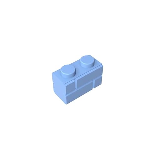 98283 Basic Bricks Brick Special 1x2 mit Mauerziegelprofil, 10 Stück, GDS-631, kompatibel mit Lego Bausteinen, Farbe:Babyblau 212 von XYEIUGO