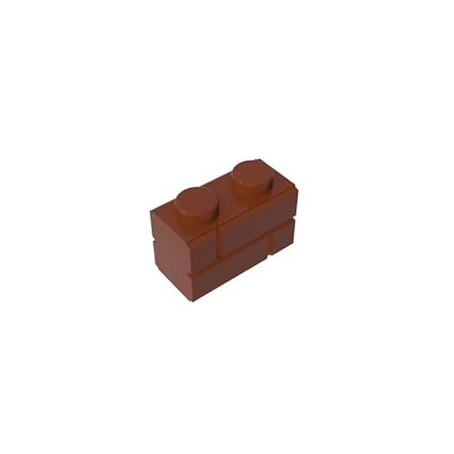 98283 Basic Bricks Brick Special 1x2 mit Mauerziegelprofil, 10 Stück, GDS-631, kompatibel mit Lego Bausteinen, Farbe:Braun 192 von XYEIUGO