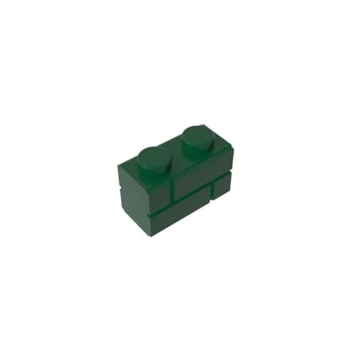 98283 Basic Bricks Brick Special 1x2 mit Mauerziegelprofil, 10 Stück, GDS-631, kompatibel mit Lego Bausteinen, Farbe:Dunkelgrün 141 von XYEIUGO