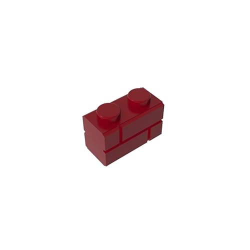 98283 Basic Bricks Brick Special 1x2 mit Mauerziegelprofil, 10 Stück, GDS-631, kompatibel mit Lego Bausteinen, Farbe:Dunkelrot 154 von XYEIUGO