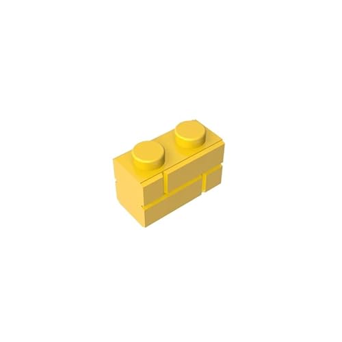 98283 Basic Bricks Brick Special 1x2 mit Mauerziegelprofil, 10 Stück, GDS-631, kompatibel mit Lego Bausteinen, Farbe:Gelb 24 von XYEIUGO