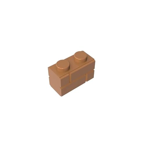 98283 Basic Bricks Brick Special 1x2 mit Mauerziegelprofil, 10 Stück, GDS-631, kompatibel mit Lego Bausteinen, Farbe:Hellbraun 312 von XYEIUGO