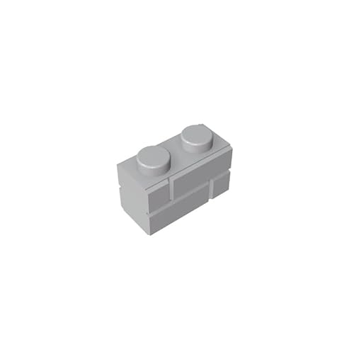 98283 Basic Bricks Brick Special 1x2 mit Mauerziegelprofil, 10 Stück, GDS-631, kompatibel mit Lego Bausteinen, Farbe:Hellgrau 194 von XYEIUGO