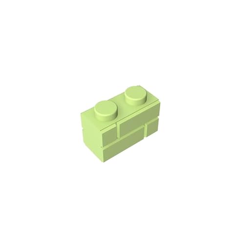 98283 Basic Bricks Brick Special 1x2 mit Mauerziegelprofil, 10 Stück, GDS-631, kompatibel mit Lego Bausteinen, Farbe:Hellgrün 326 von XYEIUGO