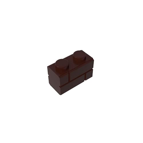 98283 Basic Bricks Brick Special 1x2 mit Mauerziegelprofil, 10 Stück, GDS-631, kompatibel mit Lego Bausteinen, Farbe:Kastanienbraun 308 von XYEIUGO