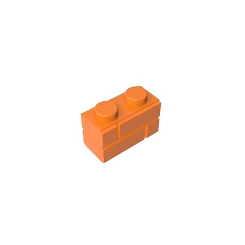98283 Basic Bricks Brick Special 1x2 mit Mauerziegelprofil, 10 Stück, GDS-631, kompatibel mit Lego Bausteinen, Farbe:Orange 106 von XYEIUGO