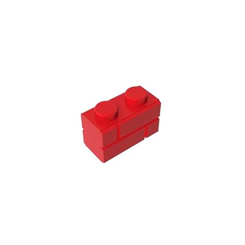 98283 Basic Bricks Brick Special 1x2 mit Mauerziegelprofil, 10 Stück, GDS-631, kompatibel mit Lego Bausteinen, Farbe:Rot 21 von XYEIUGO