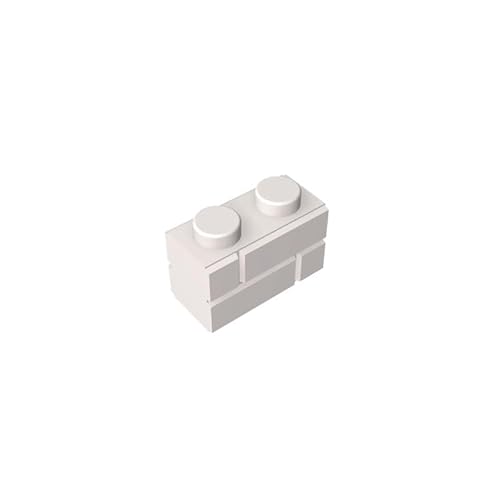 98283 Basic Bricks Brick Special 1x2 mit Mauerziegelprofil, 10 Stück, GDS-631, kompatibel mit Lego Bausteinen, Farbe:Weiß 1 von XYEIUGO