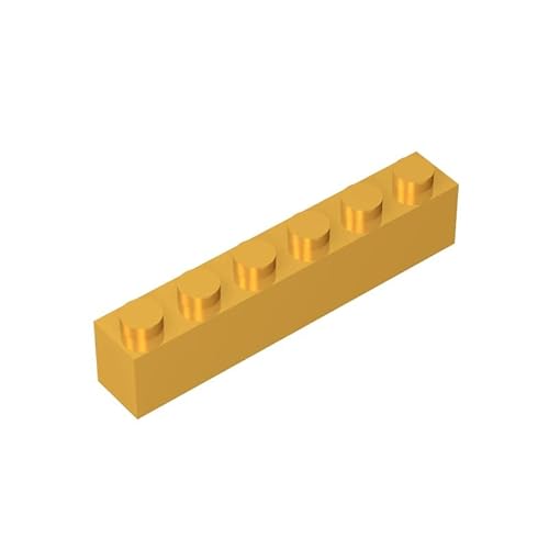 GDS-535 Brick 1x6, 50 Stück, kompatibel mit Lego 3009 DIY-Teilen und MOC-Komponenten für große Bausteinmarken, Farbe:Glänzend Gold von XYEIUGO