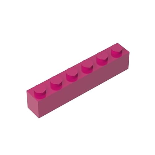 GDS-535 Brick 1x6, 50 Stück, kompatibel mit Lego 3009 DIY-Teilen und MOC-Komponenten für große Bausteinmarken, Farbe:Magenta 124 von XYEIUGO