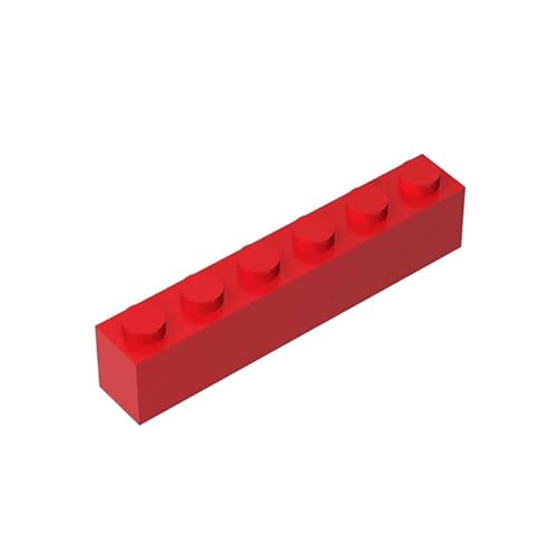 GDS-535 Brick 1x6, 50 Stück, kompatibel mit Lego 3009 DIY-Teilen und MOC-Komponenten für große Bausteinmarken, Farbe:Rot 21 von XYEIUGO