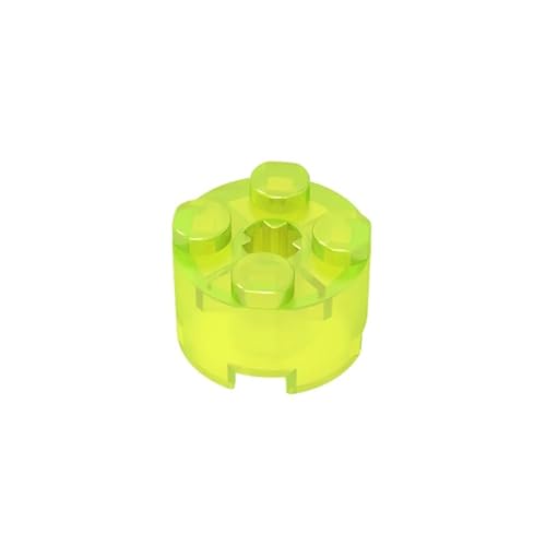GDS-607 Brick Round 2x2 mit Achsloch, 50 Stück, kompatibel mit Lego 6143, 3941, 39223, DIY-Teile und MOC-Komponenten für große Ziegelmarken, Farbe:Trans Neon Green 49 von XYEIUGO