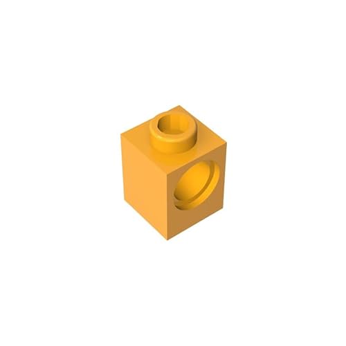 GDS-622 Technic Brick 1x1 mit Loch, 50 Stück, kompatibel mit Lego 6541 DIY-Teilen und MOC-Komponenten für große Bausteinmarken, Farbe:Dunkelgelb 191 von XYEIUGO