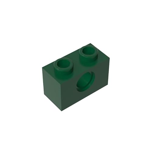 GDS-623 Technic Brick 1x2 [1 Loch], 50 Stück, kompatibel mit Lego 3700 DIY-Teilen und MOC-Komponenten für große Ziegelmarken, Farbe:Dunkelgrün 141 von XYEIUGO