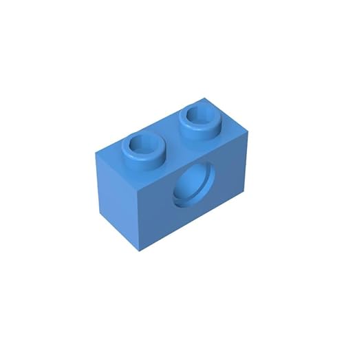 GDS-623 Technic Brick 1x2 [1 Loch], 50 Stück, kompatibel mit Lego 3700 DIY-Teilen und MOC-Komponenten für große Ziegelmarken, Farbe:Hellblau 102 von XYEIUGO