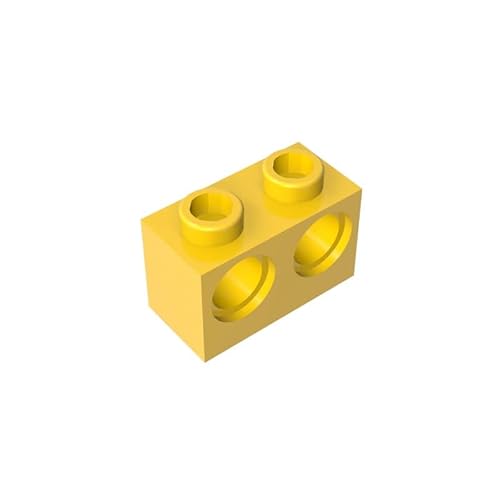 GDS-624 Technic Brick 1x2 [2 Löcher], 50 Stück, kompatibel mit Lego 32000 DIY-Teilen und MOC-Komponenten für große Bausteinmarken, Farbe:Gelb 24 von XYEIUGO