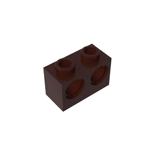 GDS-624 Technic Brick 1x2 [2 Löcher], 50 Stück, kompatibel mit Lego 32000 DIY-Teilen und MOC-Komponenten für große Bausteinmarken, Farbe:Kastanienbraun 308 von XYEIUGO